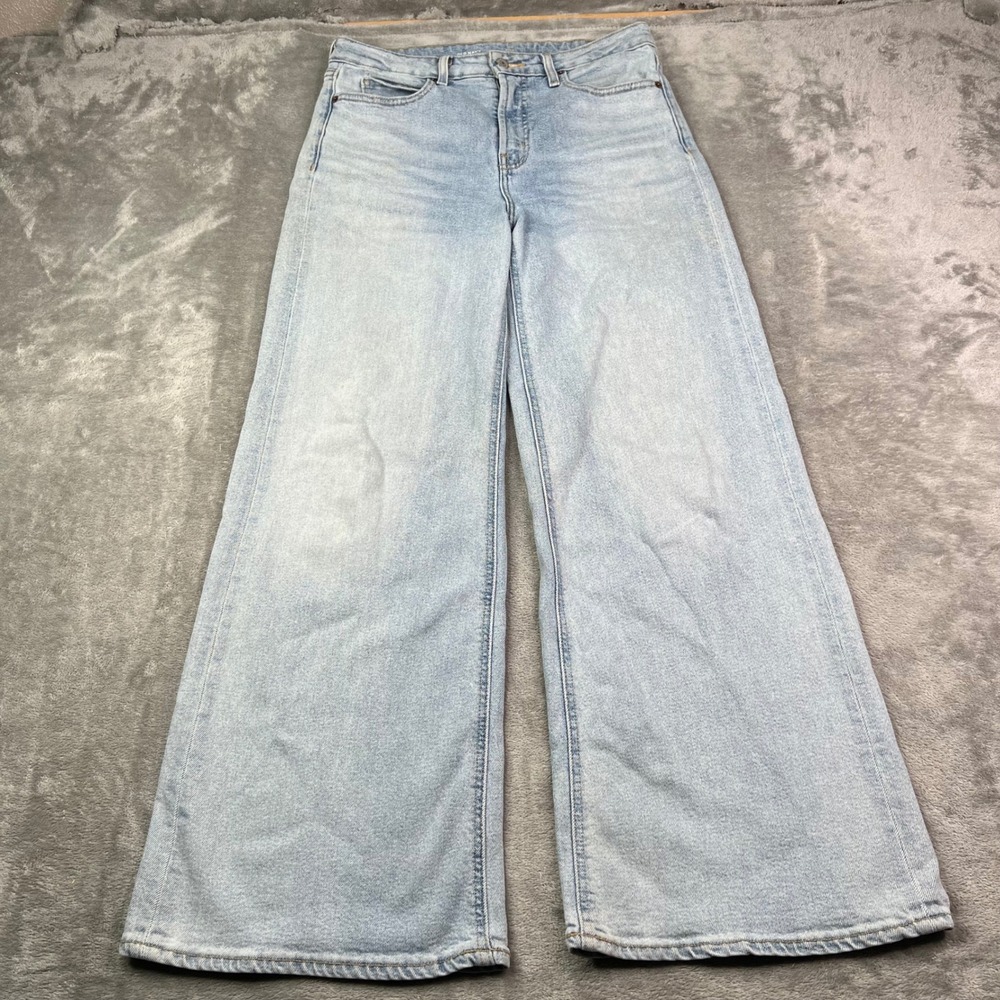 Old Navy Sky-Hi Wide-Leg Jeans Womens 6 Light Wash Blue Denim Stretch High Rise